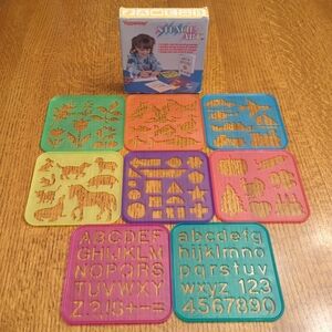 Tuppertoys Stencil Art- 8 Stencils with Original Box- 1987 Vintage- Tupperware